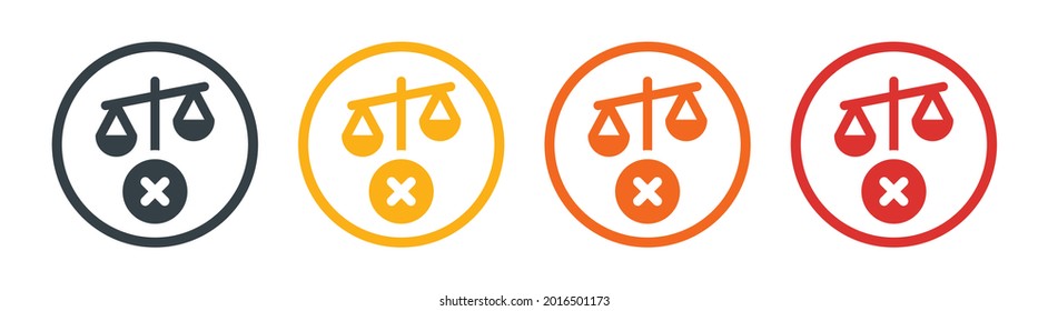 Unfair Icon Vector. Scale Of Justice Symbol Of Unequal. Unbalanced Scale Concept.