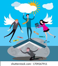 Unfair office hierarchy Flat design Concept vector illustration