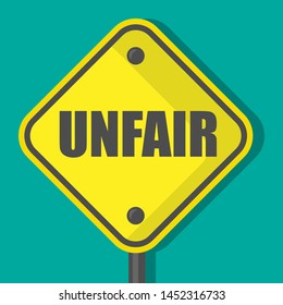 unfair sign isolated on green background. flat design