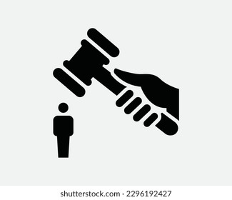 Unfair Trial Abuse of Power Abusive Government Judge Law Sentence Black and White Icon Sign Symbol Vector Artwork Clipart Illustration