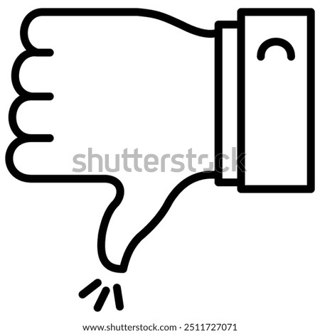 Unfavorable Thumbs Down Hand Vector Icon Design with Editable Stroke