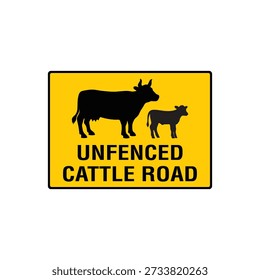 Unfenced Cattle Road Warning Safety Sign