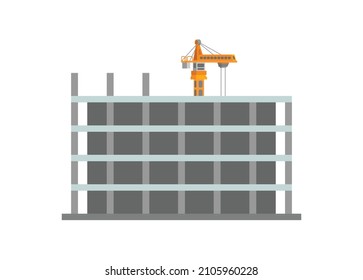 Unfinished building. Construction site. Simple flat illustration