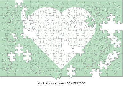 Unfinished heart jigsaw puzzle,vector illustration