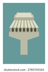unfinished highway bridge project in perspective view. Simple flat illustration.