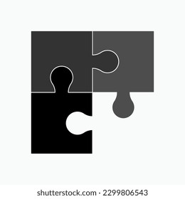 Icono inacabado. Rompecabezas, Símbolo de trabajo en equipo.