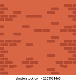 Unfinished Old Red Brick Wall Seamless Cartoon Texture. Modern Flat Design Building Blocks texture used for game, web design, textile, paper.