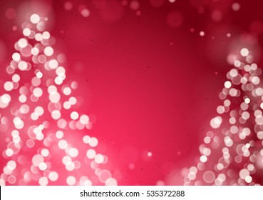 Unfocused Blurred Lights and Two Christmas Trees on the Red Background with an Empty Space for a Text Message