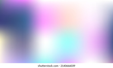 Unfocused Mesh Vector Background, Hologram Magic Overlay. Funky Pink, Purple, Turquoise Dreamy Tender Lights Girlie Background. Trendy Rainbow Fairytale Iridescent Pearlescent Holographic Paper