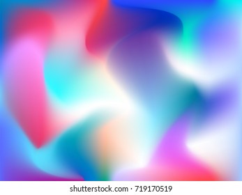 Unfocused Mesh Vector Background Hologram Neon Bright Teal. Vibrant gradients, Rainbow Fairy tale Iridescent Pearlescent Holographic Dark Wallpaper