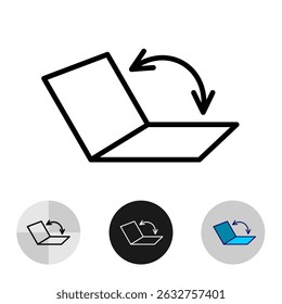 Unfold icon with double-sided size arrow showing the angle between surfaces. Ability to open the object property symbol. Editable stroke.