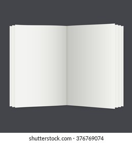 Unfolded book with white sheets for the presentation of articles or advertising