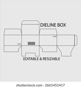 Unfolded box template with logos and text die line