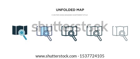 unfolded map icon in different style vector illustration. two colored and black unfolded map vector icons designed in filled, outline, line and stroke style can be used for web, mobile, ui
