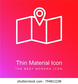 Unfolded map with location mark red and pink gradient material white icon minimal design
