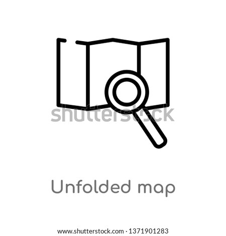 unfolded map vector line icon. Simple element illustration. unfolded map outline icon from travel concept. Can be used for web and mobile
