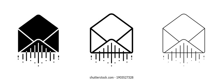 Unfolded Post symbol of different thickness advancing rapidly. Envelope sign. Vector drawing. Email symbol. Letter icon. Email notification. Contact Form. Voting sign. Election sign. Modern line art.