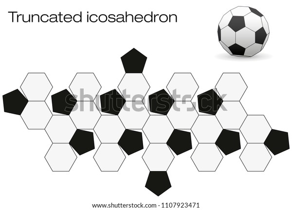 サッカーボールの表面を広げた 面体と呼ばれる幾何多面体 12の黒い五角形との白い六角形の面を持つアルキメデスの固体 のベクター画像素材 ロイヤリティフリー