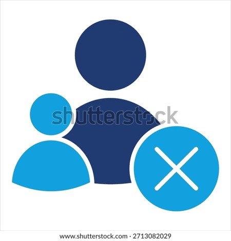 Unfollow Flat Blue Icon Vector Illustration