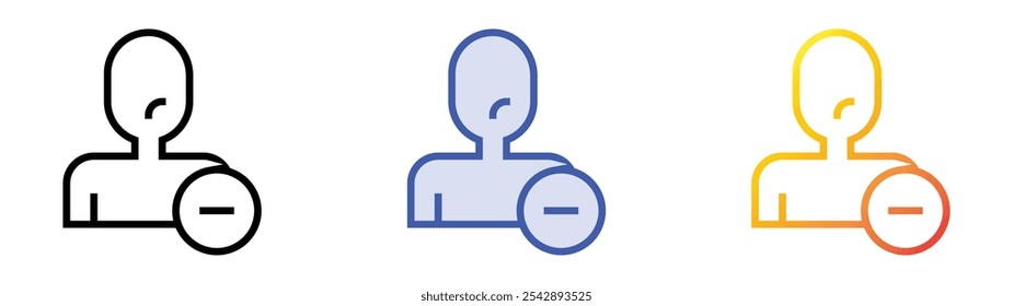 unfollow icon. Linear, Blue Fill and Gradient Style Design Isolated On White Background