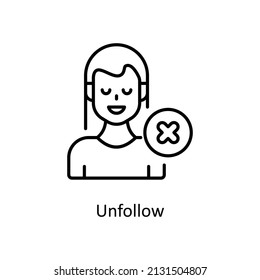 Unfollow vector outline icon for web isolated on white background EPS 10 file