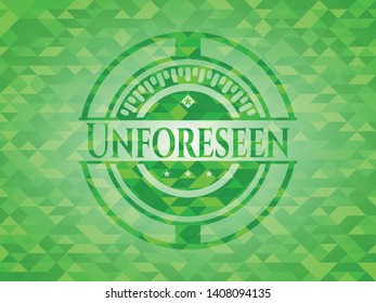 Unforeseen green mosaic emblem. Vector Illustration. Detailed.