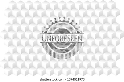 Unforeseen grey emblem with cube white background