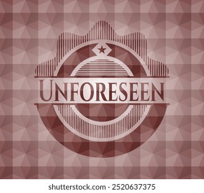 Unforeseen red seamless badge with geometric background. 