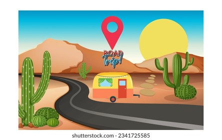Unforgettable road trip through the desert, exploring the picturesque, landscapes, encountering cacti, and venturing into the outskirts and epic desert adventure .