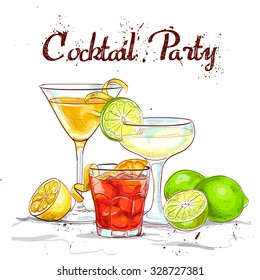 The Unforgettables Cocktail Set cocktail party, excellent vector illustration, EPS 10