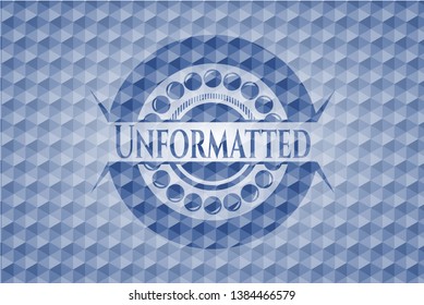 Unformatted blue emblem with geometric pattern. Vector Illustration. Detailed.