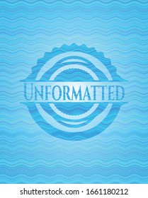 Unformatted water representation emblem. Vector Illustration. Detailed.