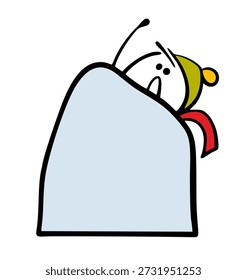 Unfortunate child fell into a deep snowdrift, screaming, calling for help. Vector illustration of cartoon stickman being picked out of  pile of snow. Winter weather, heavy snowfall, natural disaster.
