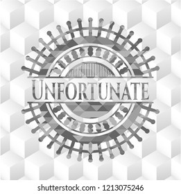 Unfortunate grey badge with geometric cube white background