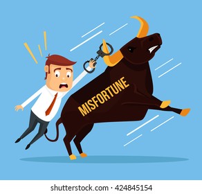 Unfortunate man. Vector flat cartoon illustration