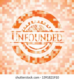 Unfounded abstract emblem, orange mosaic background