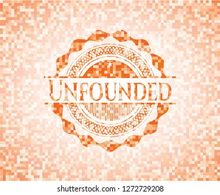 Unfounded orange tile background illustration. Square geometric mosaic seamless pattern with emblem inside.