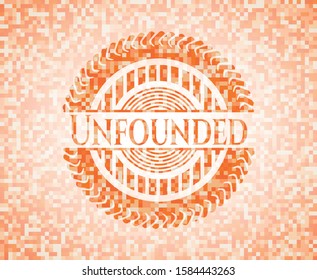 Unfounded orange tile background illustration. Square geometric mosaic seamless pattern with emblem inside.