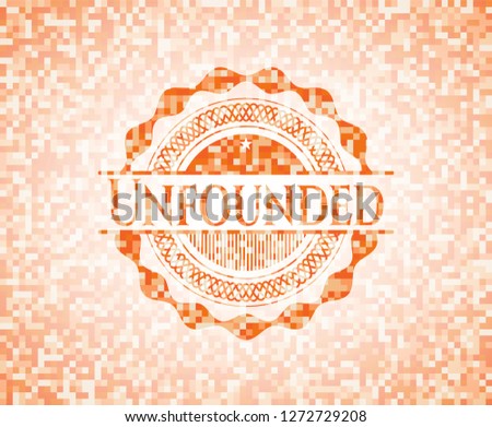 Unfounded orange tile background illustration. Square geometric mosaic seamless pattern with emblem inside.