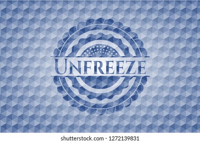 Unfreeze blue emblem with geometric background.