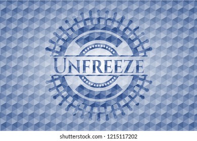 Unfreeze blue emblem with geometric pattern.