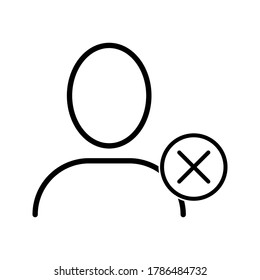 Unfriend user plus sign icon, Friend remove person blocked isolated on white background.