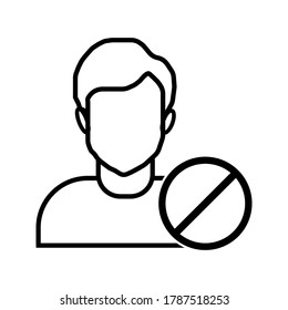 Unfriend user plus sign icon, Friend remove person blocked isolated on white background.