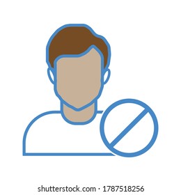 Unfriend user plus sign icon, Friend remove person blocked isolated on white background.