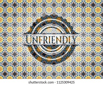 Unfriendly arabesque emblem background. arabic decoration.