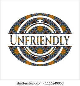 Unfriendly arabic badge background. Arabesque decoration.