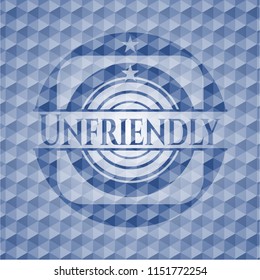 Unfriendly blue polygonal emblem.