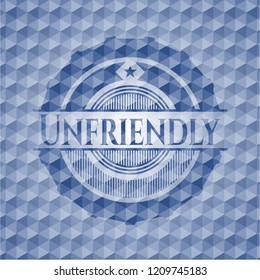 Unfriendly blue polygonal emblem.