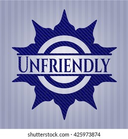 Unfriendly emblem with denim texture