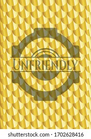 Unfriendly gold emblem. Scales pattern. Vector Illustration. Detailed. 